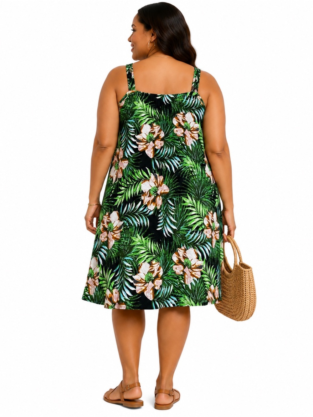 Allison Brittney Tropical Floral Empire Dress Plus Size 1X - Picture 2 of 7